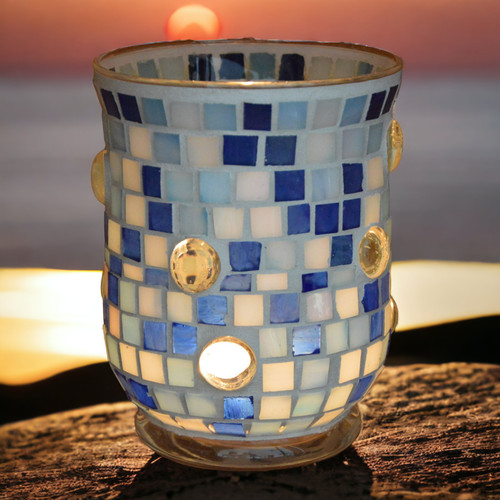 Mosaik windlicht wolkenhimmel - mosaik,
